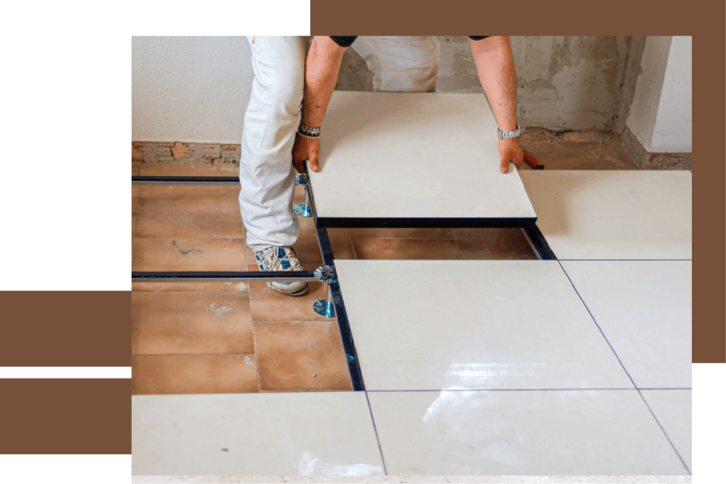 Man performing flooring work