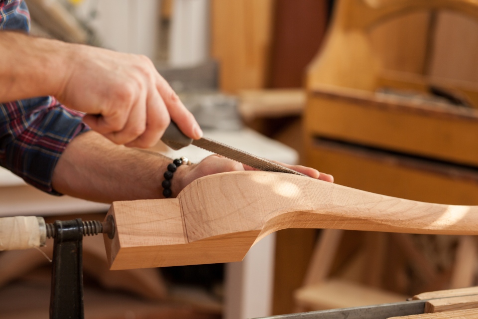 Person performing woodwork